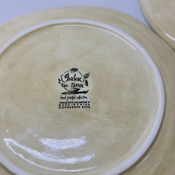 Under the Sea Salad Dessert 8" Plate Tabletops Hand Painted Coastal Fish Dish - Picture 4 of 7